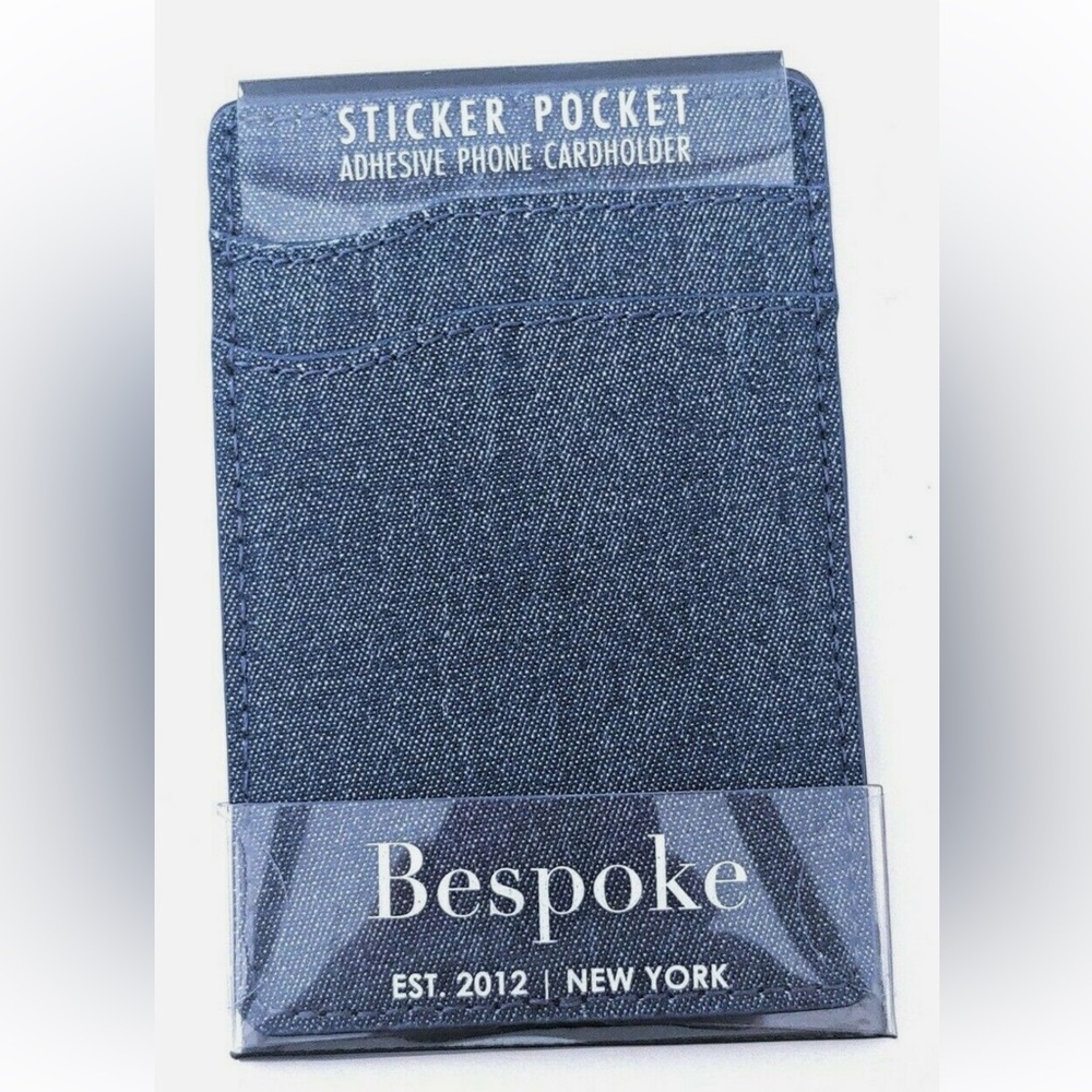 Bespoke Men's Chambray Adhesive Phone Card Holder- Denim NEW MSRP $15